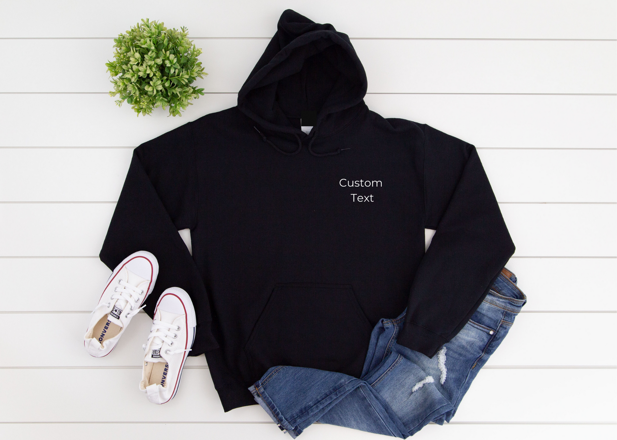 Custom Hoodie - text only left chest – Wildflower Creative